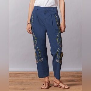 Sundance Garden Grand Pants Barrel Midnight Blue Floral Embroidered Sz 10